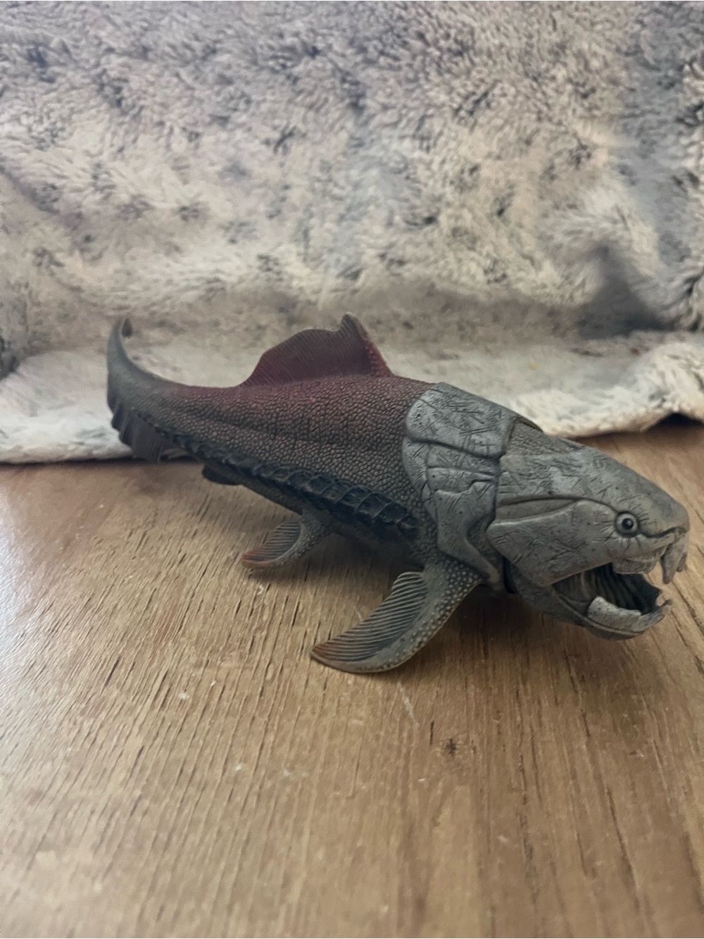 Realistic Grey and Maroon Prehistoric Fish Toy for Kids